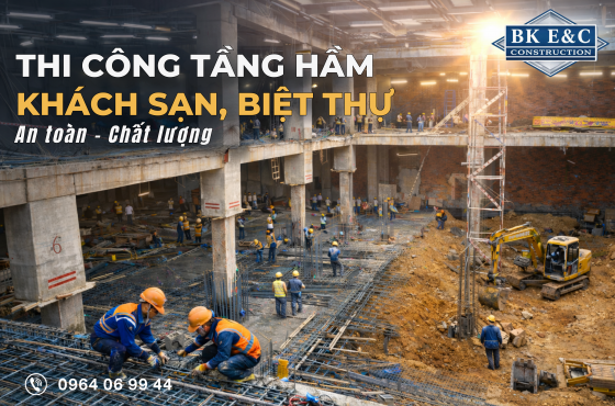 Dịch vụ thi công tầng hầm khách sạn và biệt thự  – BKEC