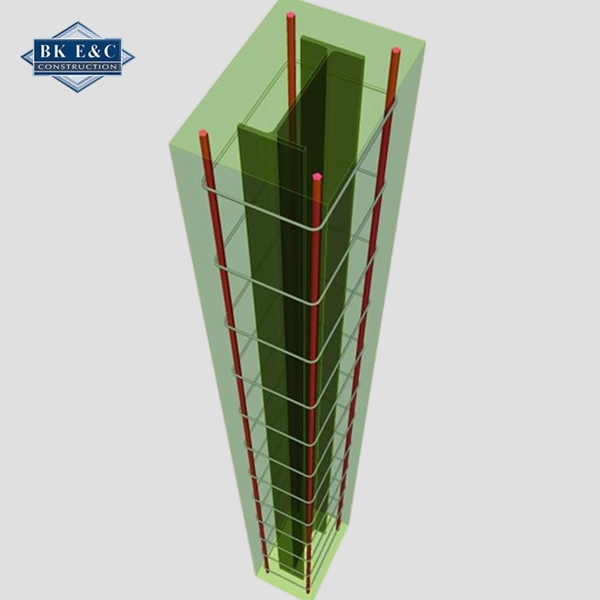 Gia cố bột bằng thép hình H có độ cứng cao, phù hợp với cột chịu tải lớn