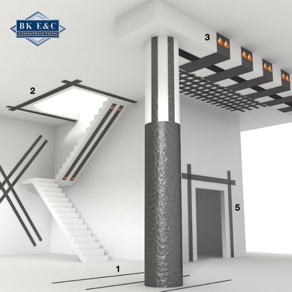 Công nghệ gia cố cột nhà hiện đại bằng sợi carbon